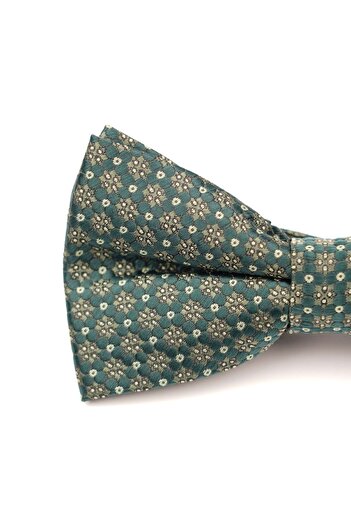 6AM Ceremony Dark green bow tie with geometric floral print