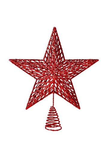 OEM Red perforated star for Christmas tree, 33 cm