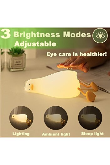 Generic Cute Duck Lamp, LED Squishy 3-Level Dimmable Rechargeable Touch Night Light (Yellow)