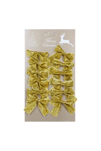 offlimits Set of 12 gold Christmas bows, DecorCasa, 5 x 6 cm