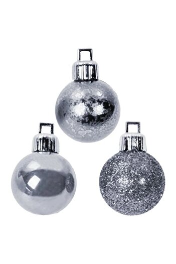 ANTBRO Set 12 Christmas Baubles Antbro® silver, matte, shiny and glittery, 8 cm