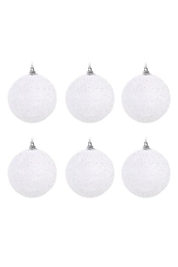 ANTBRO Set of 6 Antbro® iridescent white Christmas tree baubles, 7 cm