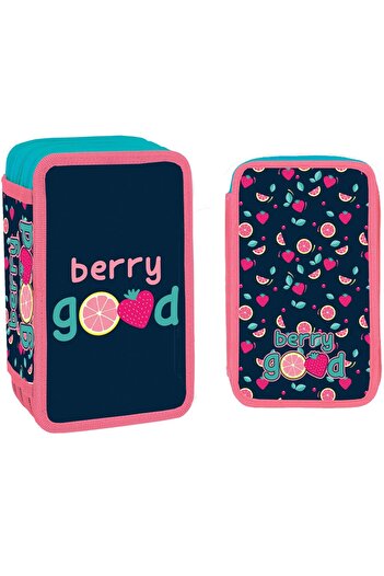 S COOL Equipped pencil case, 3 zippers, 39 pieces, BERRY GOOD - S-COOL