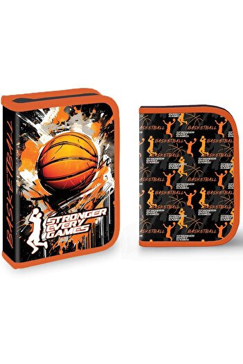 S COOL Unfilled pencil case, 1 zipper, 2 compartments, BASKETBALL - S-COOL