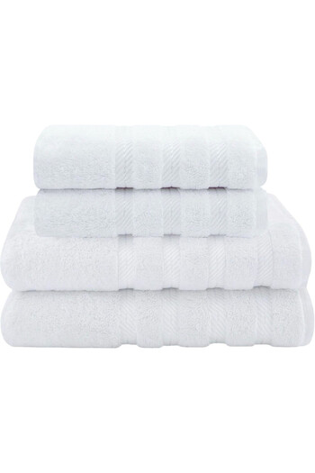 DAVEZA Set of 4 Premium Daveza Towels, 600 GSM, 100% Turkish Cotton, White Color