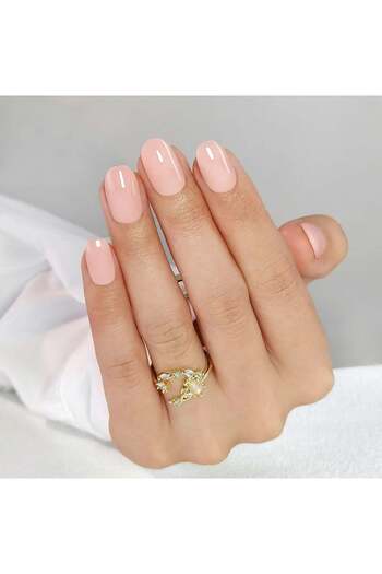 GLAMZONE Beige Oval Press-On Nail Kit with Accessories