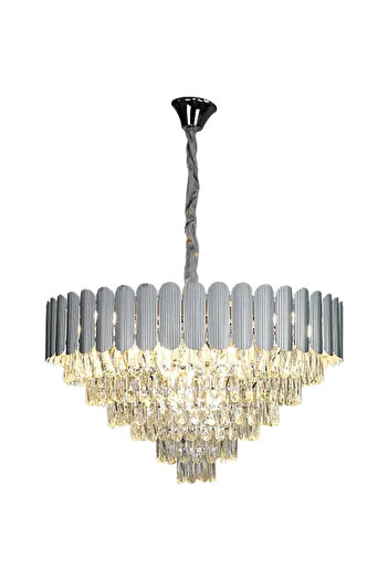 HAMER Luxury Crystal Chandelier, Modern Silver Chandelier, 80cm