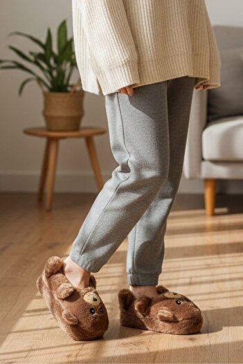 Modafırsat Panduf Animal Figured Plush Furry House Shoes Soft Sole Home Boots