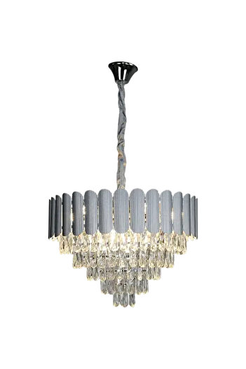 HAMER Luxury Crystal Chandelier, Modern Silver Chandelier, 60cm