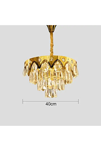 HAMER Luxury Crystal Chandelier, Gold Shadow Light, 40cm