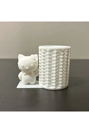 HasFar Tech Knitted Patterned Teddy Bear Pen Holder – Desk Organizer