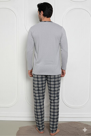 embody Men's cotton long pyjamas, grey 833