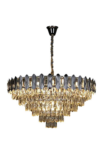 HAMER Luxury Crystal Chandelier, Modern Silver Chandelier, 80cm, Elegant Design