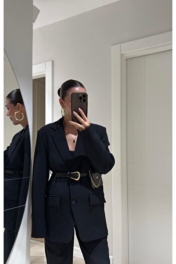FMN Butik Lightweight Padded Bag Design Belt Detail Pocket Appearance Medium Size Equivalent Premium Quality Blazer Jacket