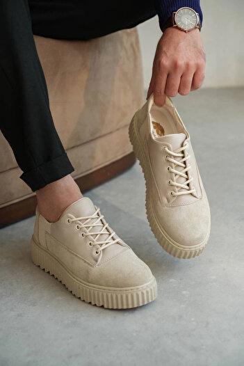 Zerenyus Zrk-X516 Premium Beige Suede Casual Men's Shoes
