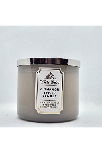 Bath & Body Works White Barn 3-Wick Candle with Fragrance Oils - Bath & Body Works, 14.5 oz (Cinnamon-Spiced Vanilla)