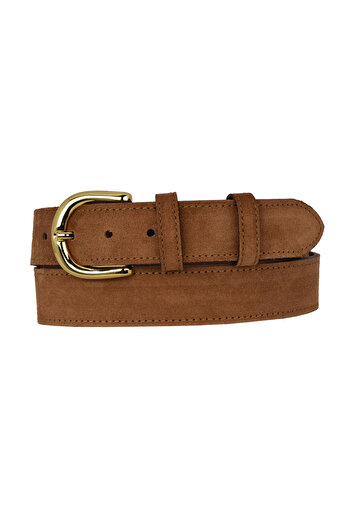 GoDeri 100% Genuine Leather, 4 cm Cinnamon Suede Women's Belt with Gold Buckle; Jeans, Sports Belt=Suede.26.Tarçin