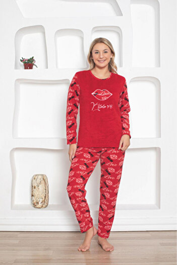 embody Lady's cocolino pyjamas, Kiss print, red