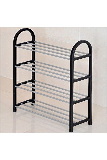 Generic 4-Tier Shoe Rack Organizer, Plastic/Metal, Space-Saving, Black, 51x19x57 cm