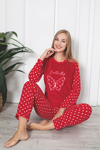 embody Lady's cocolino pyjamas, Butterfly print, red