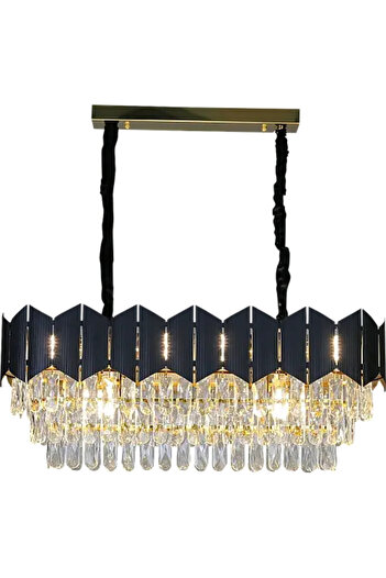HAMER Modern crystal chandelier, black rectangular cover, size 80 x 30 cm