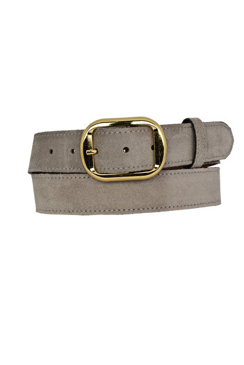 GoDeri 100% Genuine Leather, 4 cm Gray Suede Women's Belt with Gold Buckle; Jeans, Sports Belt=Suede.44.Grey