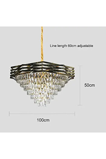 HAMER Luxury Crystal Chandelier, Modern Gold Shimmer Chandelier, 100cm, Elegant