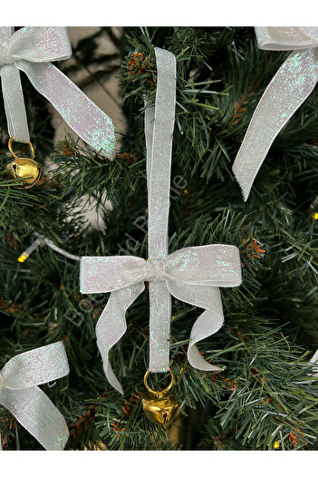 Bond Bestie New Year's Glittery Red Velvet Ribbon Luxury Bell Christmas Tree Ornament 3 Pieces