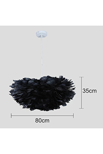 HAMER Modern black feather chandelier E27*5L, diameter 80 cm