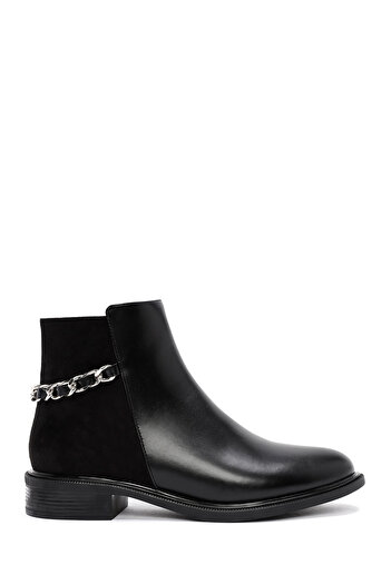 Derimod Women's Black Chain Detailed Zippered Boots 25Wfe400514