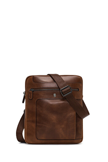 Derimod Men's Brown Long Strap Leather Shoulder Bag 25Wbd3533Cr