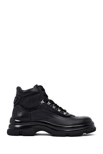 Derimod Men's Black Zippered Leather Boots 25Wfd605214