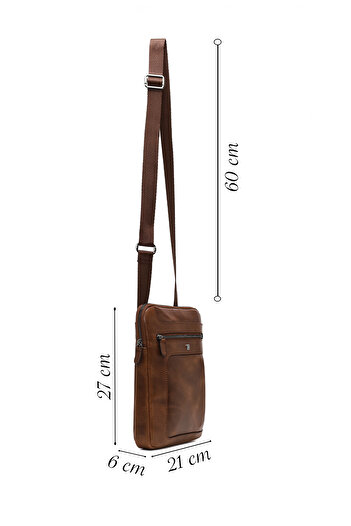 Derimod Men's Brown Long Strap Leather Shoulder Bag 25Wbd3533Cr