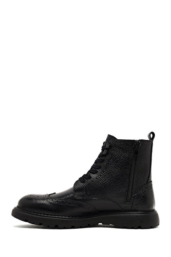 Derimod Men's Black Zippered Leather Boots 25Wfd8202Ft