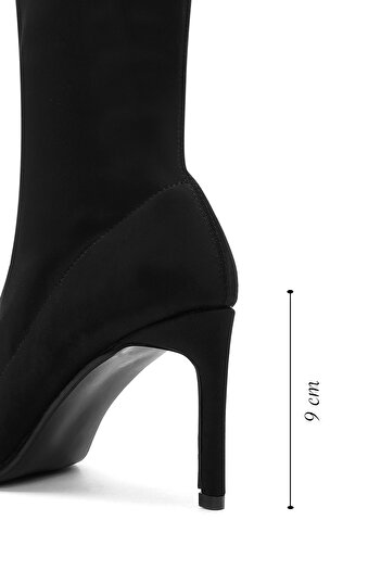 Derimod Women's Black Stretch Thin Heeled Boots 25Afd40026F