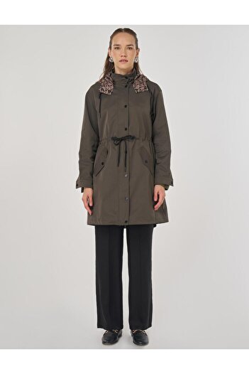 Kayra Waist Drawstring Trench Coat Khaki