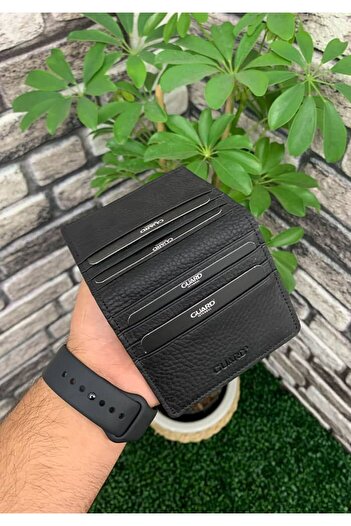 GUARD Black Snap Closure Bi-Fold Design Genuine Leather Credit Card Holder - Grd251018Wt432