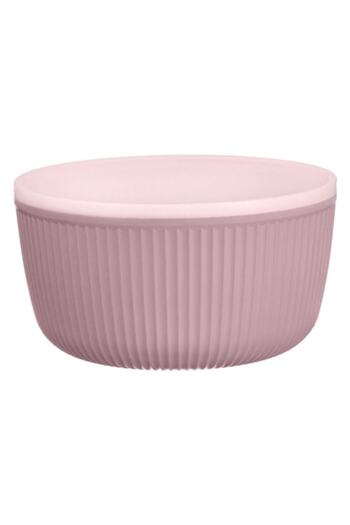 SHOPIENS Plastic Bowl, Ribbed Stripe Pattern, Nude Pink, Capacity 0.3L, 11.5x6.5cm, MYONNA IT & E-COMMERCE