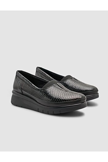 Cabani Crocodile Leather Black Women's Casual Shoes