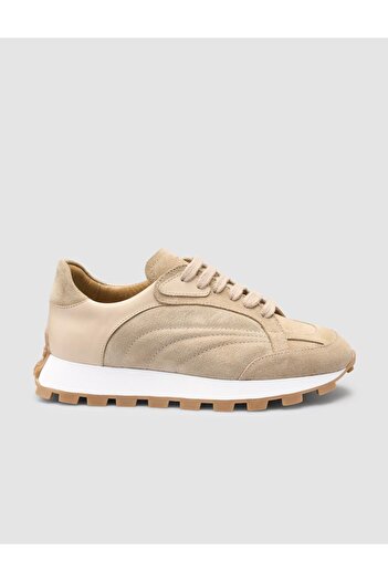 Cabani 100% Genuine Leather Beige Women's Sneakers