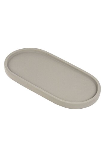 SHOPIENS Decorative Oval Tray, Cement Model, Grey, 35x18x2.5 cm