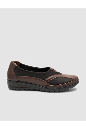 Cabani 100% Genuine Leather Brown Buckle Detailed Women's Comfort Shoes