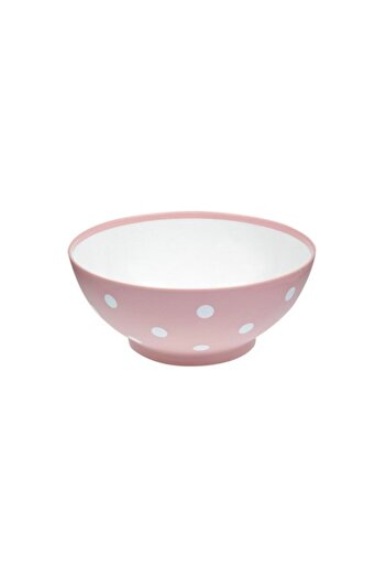 SHOPIENS Matte Plastic Bowl, Pink with White Polka Dots, 350 ml - MYONNA