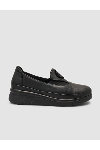 Cabani 100% Genuine Leather Stoned Black Women's Comfort Shoes