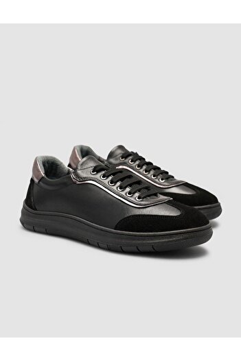 Cabani 100% Genuine Leather Suede Mixed Black Women's Shoes