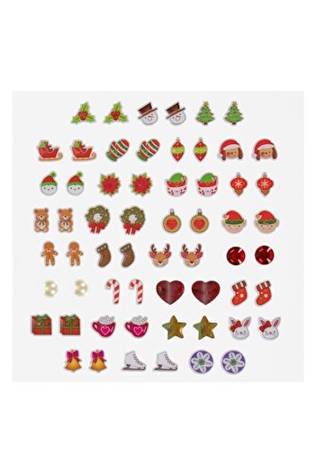 SHOPIENS Self-Adhesive Earrings, Christmas Pattern, 30 Pairs, Multicolor, 14.5x24cm