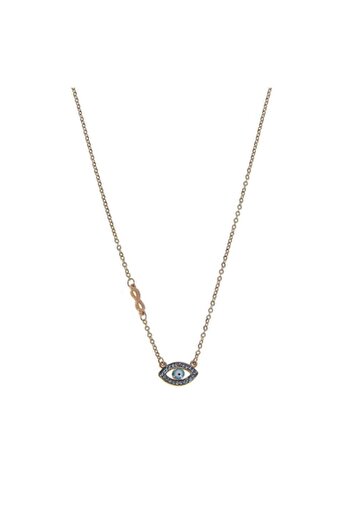SHOPIENS Language of Jewels Necklace, Blue Eye Strass, Golden Chain, Stainless Steel