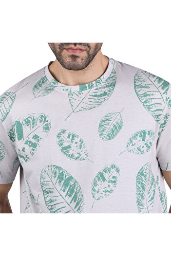COUP Men Printed Loose Fit T-Shirt - Grey