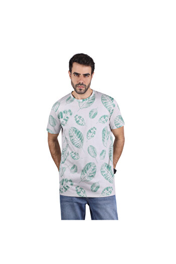 COUP Men Printed Loose Fit T-Shirt - Grey