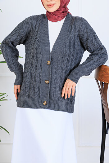benguen Hair Knit Short Knitwear Cardigan S4000 Anthracite